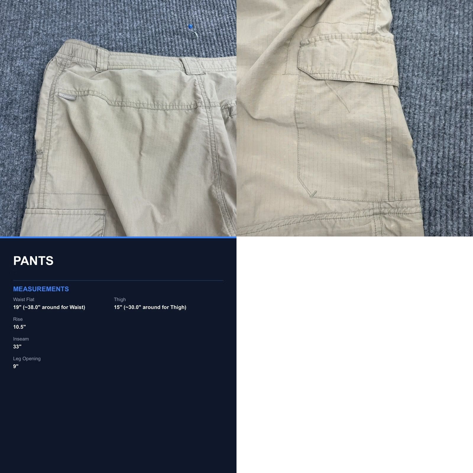 Vintage Columbia Cargo Pants Mens L Tan Cotton Nylon Ripstop Convertible Hiking Outdoor Size US 38 / EU 54 - 8 Thumbnail