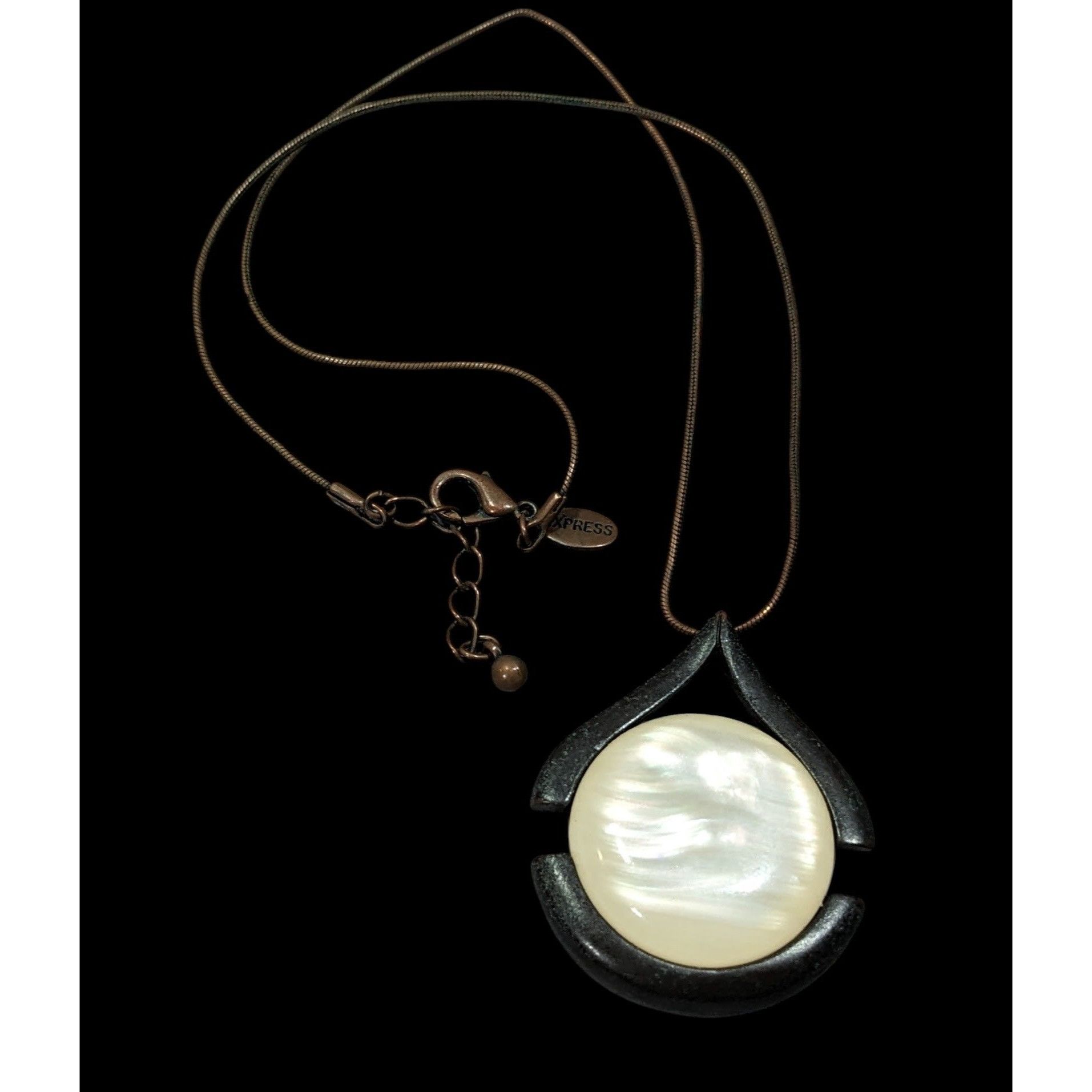 Express Express Art Deco Glass Cabochon Antiqued Gold Tone Pendant N Size ONE SIZE - 1 Thumbnail
