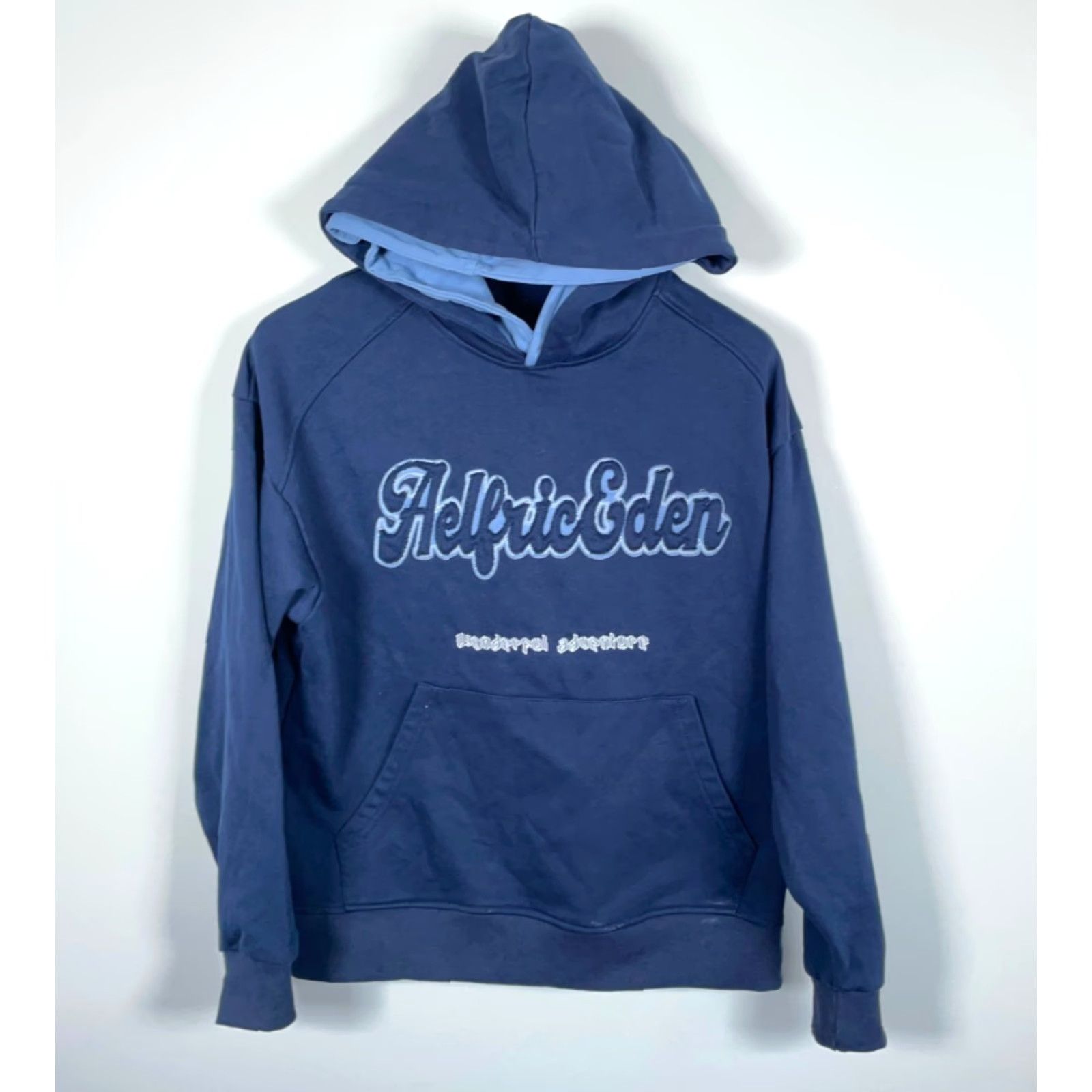Vintage Aelfric Eden Hoodie Adult Small Dark Blue Double Hood Embroidered Sweatshirt Size US S / EU 44-46 / 1 - 2 Thumbnail
