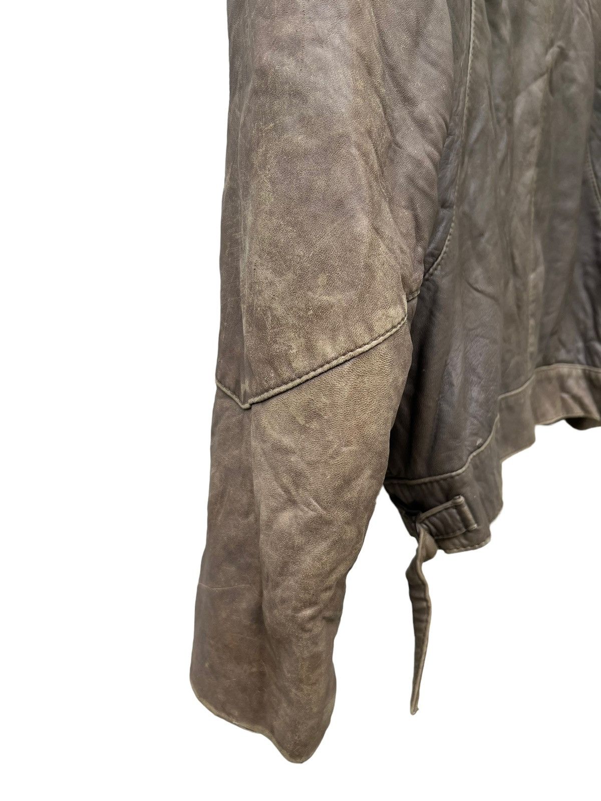 Leather Vintage Trashed Oliver Strelli Leather Jacket Size US XL / EU 56 / 4 - 19 Thumbnail
