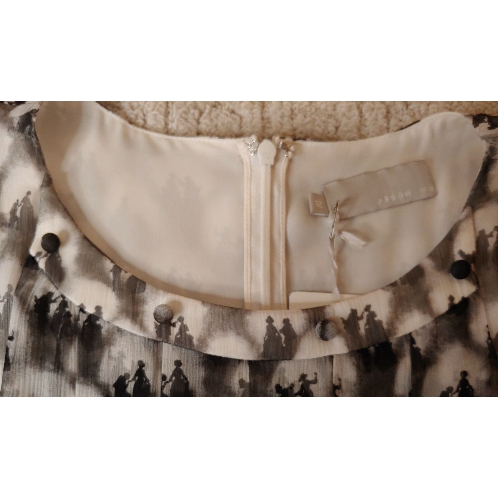 Jason Wu Jason Wu Silk Dress 12 NWT Cream Black Victorian Couple Size XL / US 12-14 / IT 48-50 - 10 Thumbnail