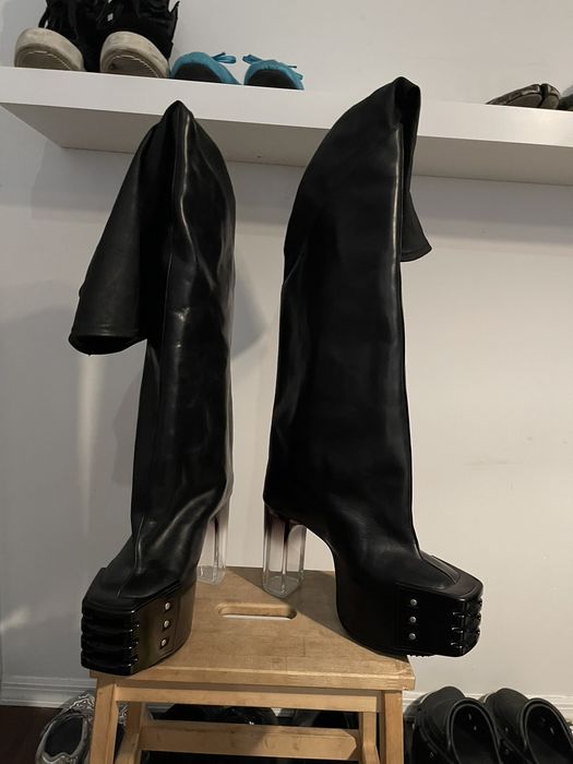 Rick Owens Rick Owens fetish oblique high kiss boots degrade heel