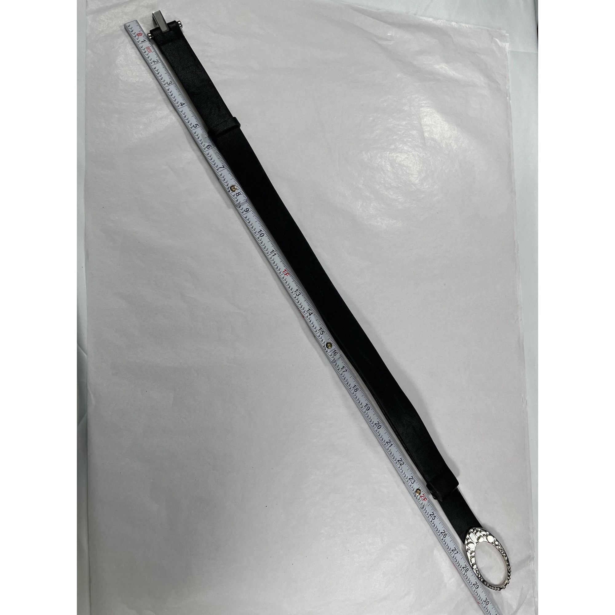 Chicos Chicos Black Leather Belt SKU 7518 With ADjustable back, Sil Size ONE SIZE - 5 Thumbnail