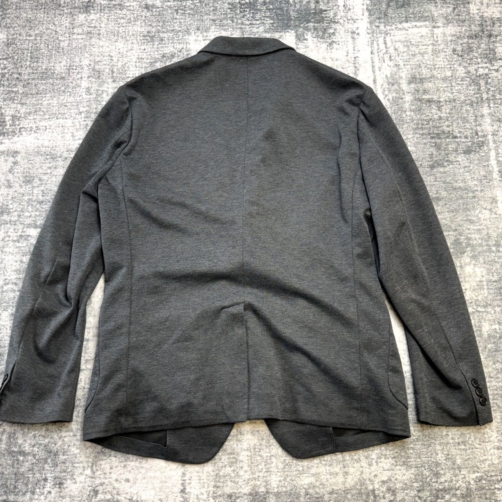 Uniqlo Uniqlo Blazer Mens M Slim Fit Knit Jacket Gray Notch Lapel 2-Button Front Single-Breasted Travel Casual Business Size 40R - 3 Thumbnail
