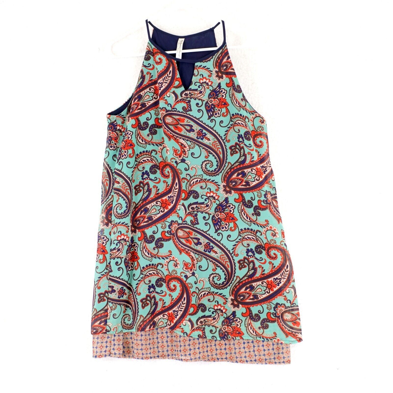 Vintage Perseption Concept Medium Teal Blue Red Paisley Spaghetti St Size M / US 6-8 / IT 42-44 - 1 Thumbnail