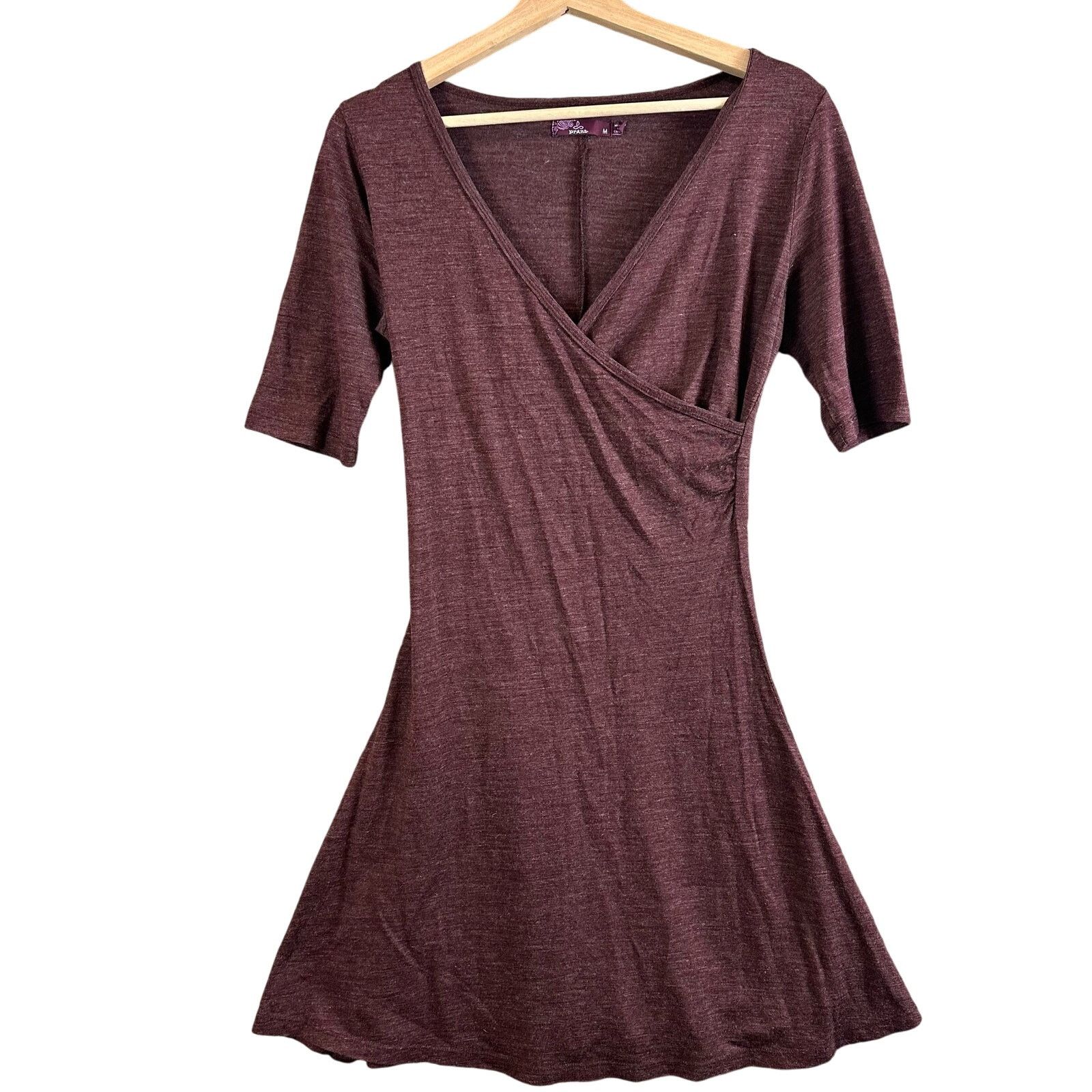 Prana Prana Maroon Wool Short Sleeve V-Neck Faux Wrap Dress M Size M / US 6-8 / IT 42-44 - 1 Thumbnail
