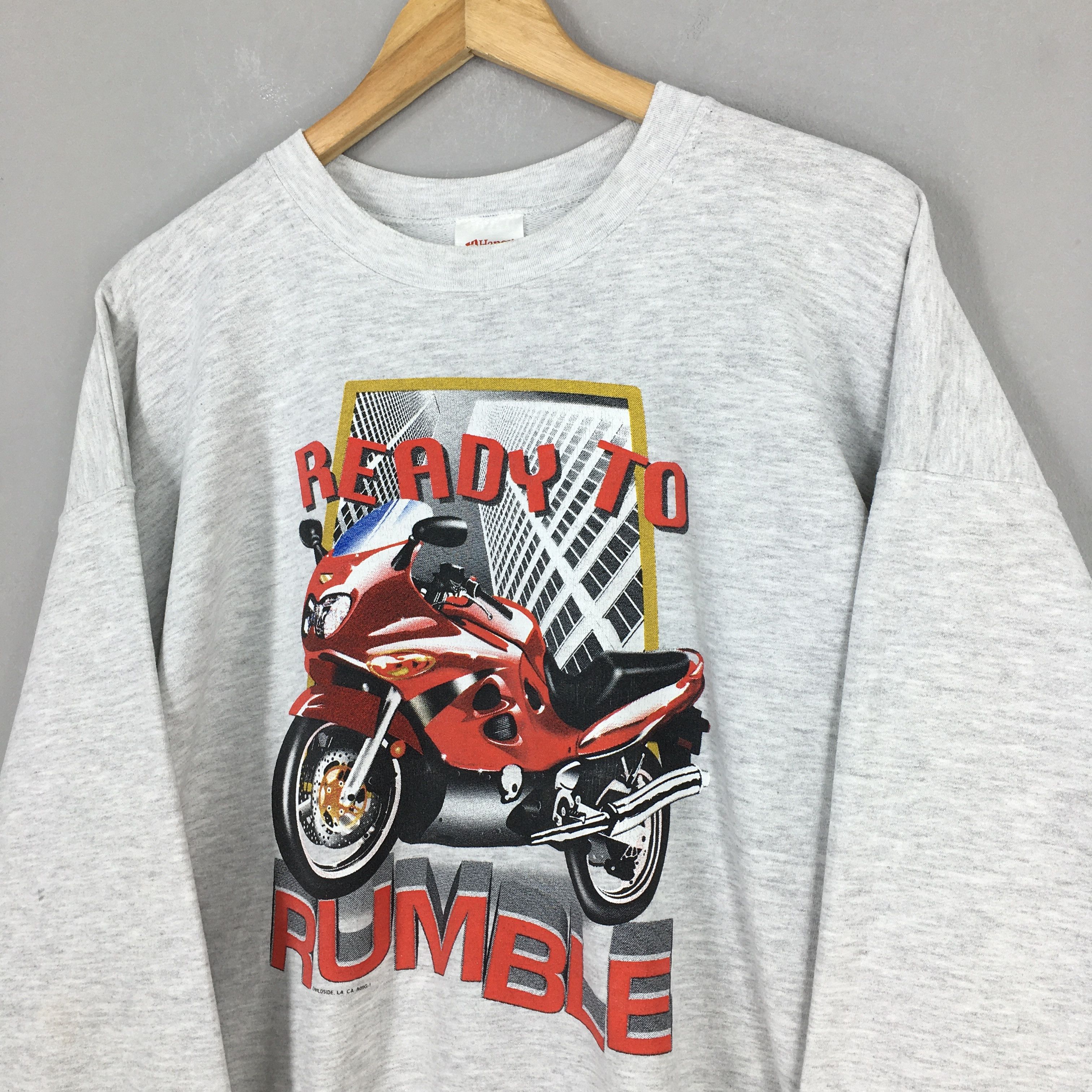 Hanes Vintage Motorcycle Ready To Rumble Sweatshirt XLarge Size US XL / EU 56 / 4 - 3 Thumbnail