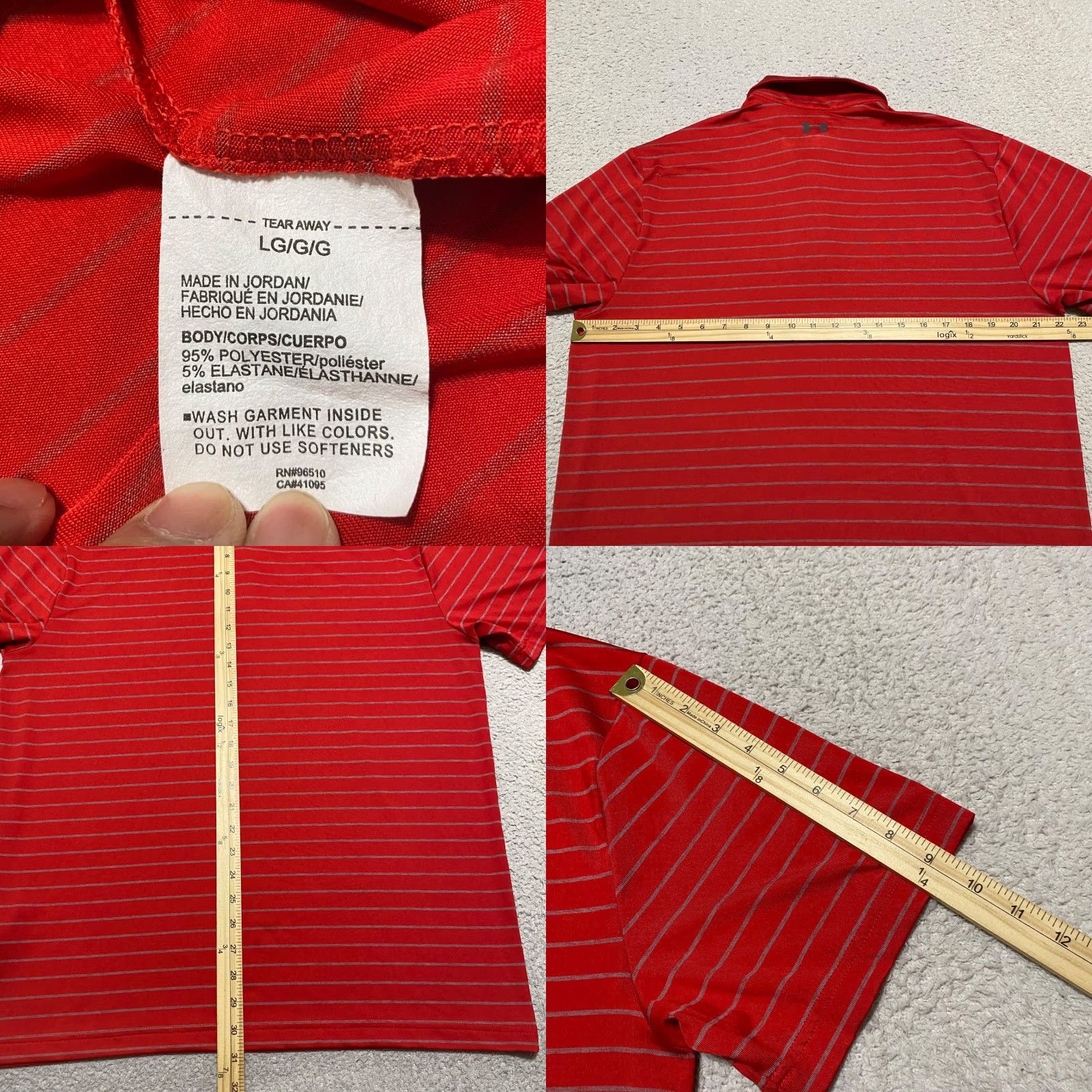 Under Armour Under Armour Polo Shirt Men L Red Striped Short Sleeve Golf Activewear Sports 90s Size US L / EU 52-54 / 3 - 8 Thumbnail