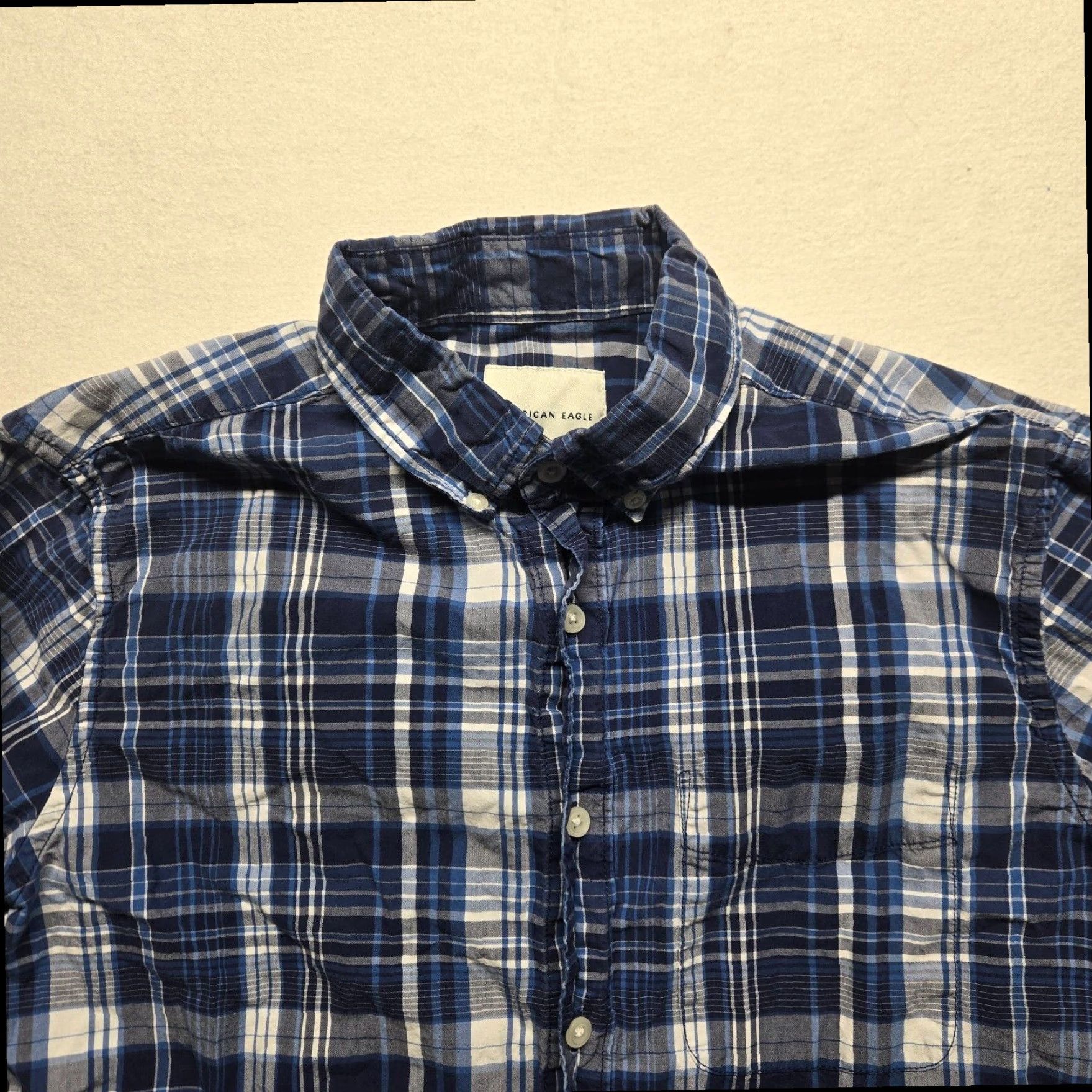 American Eagle Outfitters American Eagle Plaid Flannel Button Down Long Sleeve Shirt Men's Small Blue Size US S / EU 44-46 / 1 - 2 Thumbnail