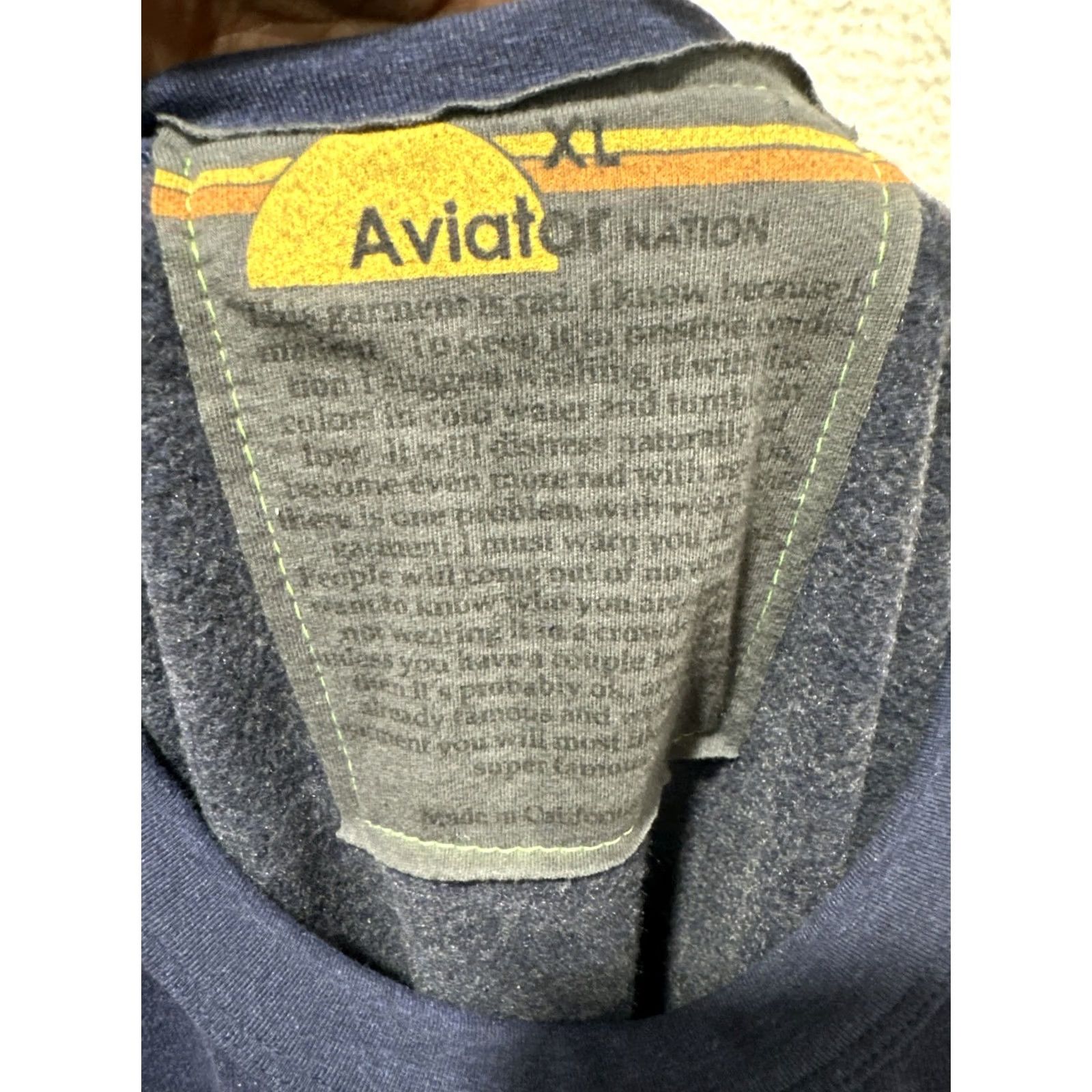 Aviator Nation Aviator Nation Sweatshirt XL Blue Heathered Navy Neon Striped Cropped Cutoff Sweatshirt Women XL Blue Heathered Navy Neon Striped Cropped Cutoff Size XL / US 12-14 / IT 48-50 - 3 Thumbnail