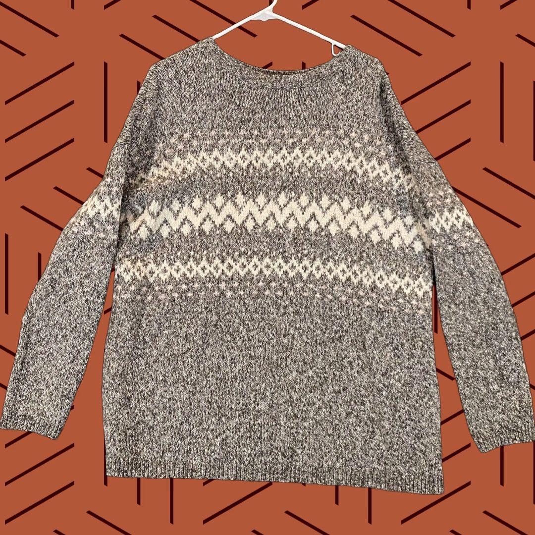 J. Jill VINTAGE is not applicable; J. Jill Sweater Womens Small Oversized Gray Knit Nordic Long Sleeve Pullover Top Size S / US 4 / IT 40 - 1 Thumbnail