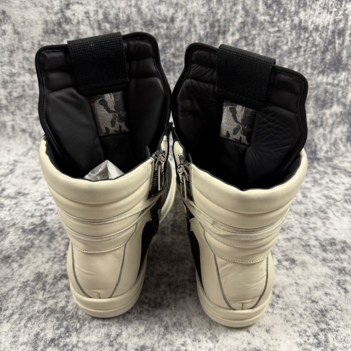 Rick Owens Rick Owens Leather ‘Black/Milk’ Geobaskets Size US 11 / EU 44 - 4 Thumbnail