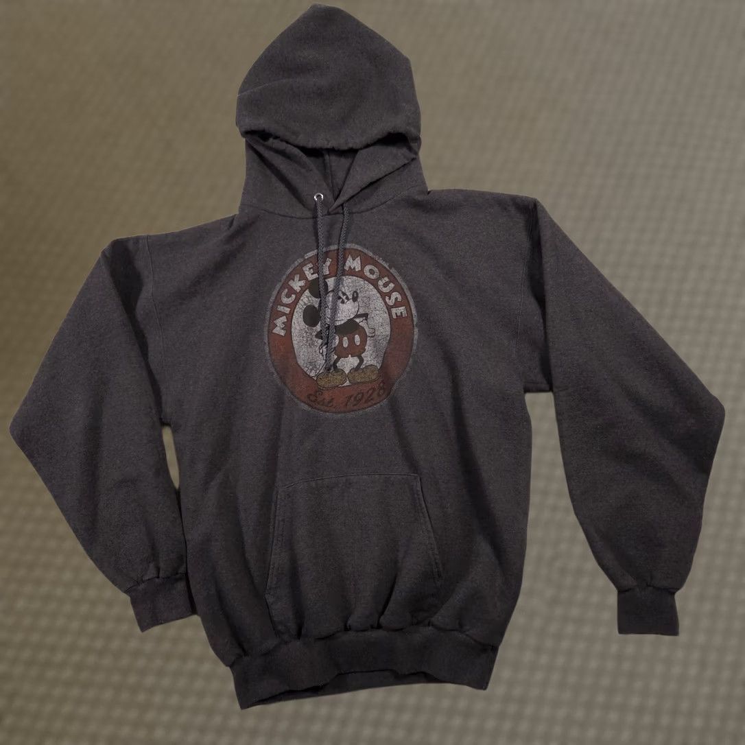 Disney VINTAGE Disney Parks Mickey Mouse Hoodie Mens M Gray Pullover Graphic Est 1928 Size US M / EU 48-50 / 2 - 1 Thumbnail
