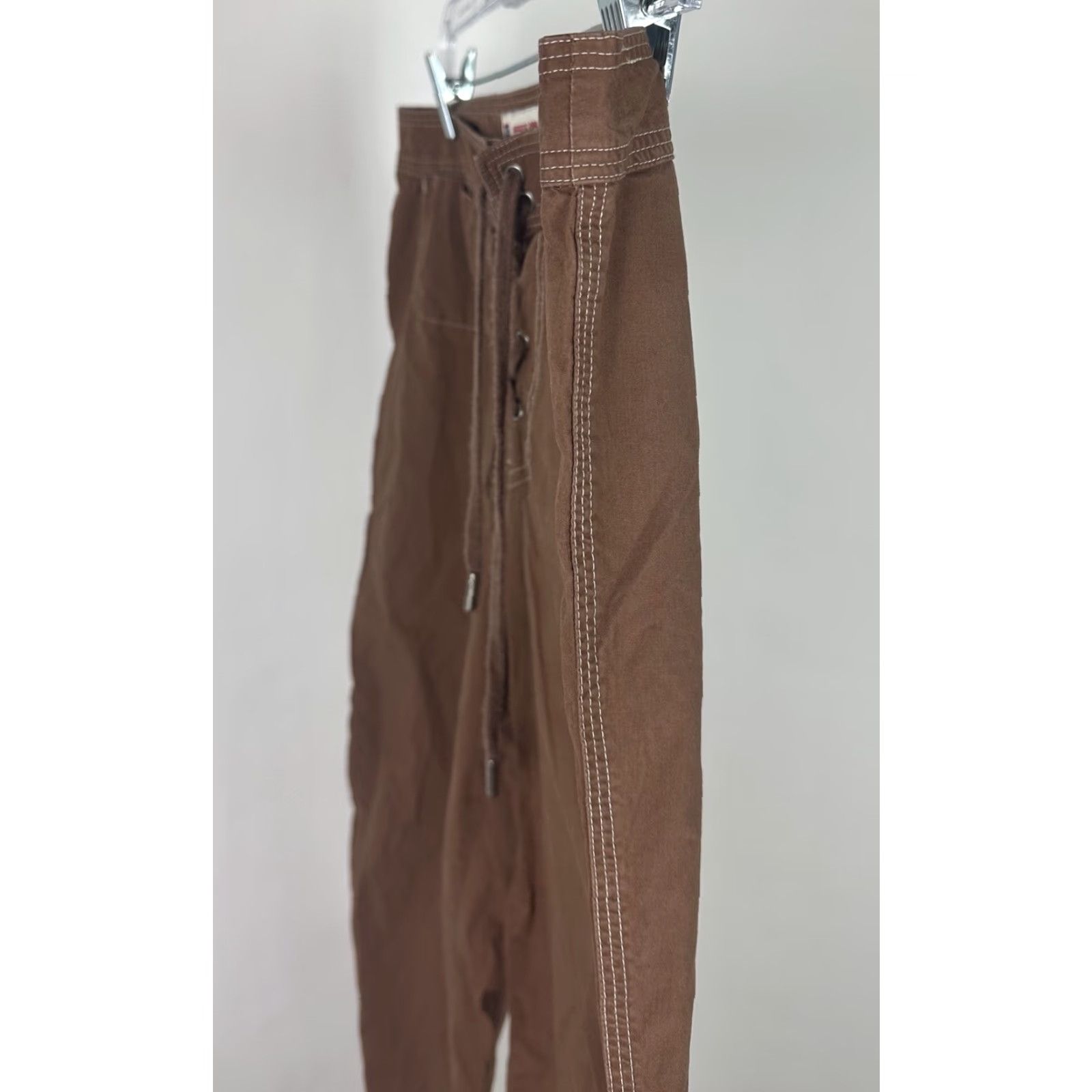 Faded Glory VINTAGE Capri Pants 90s Y2K Brown Cropped Lace Up Corset Lightweight Cotton 23In Inseam M Size M / US 6-8 / IT 42-44 - 6 Thumbnail