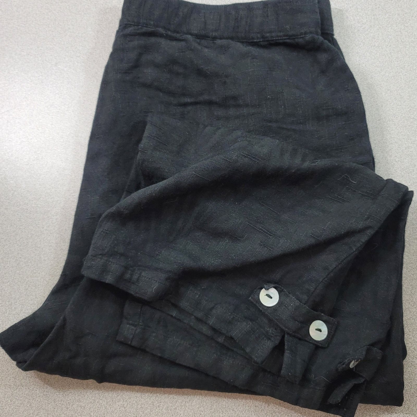 Other Erin London Black Linen Drawstring Waist Capri Pants Medium Size 32" / US 10 / IT 46 - 4 Thumbnail