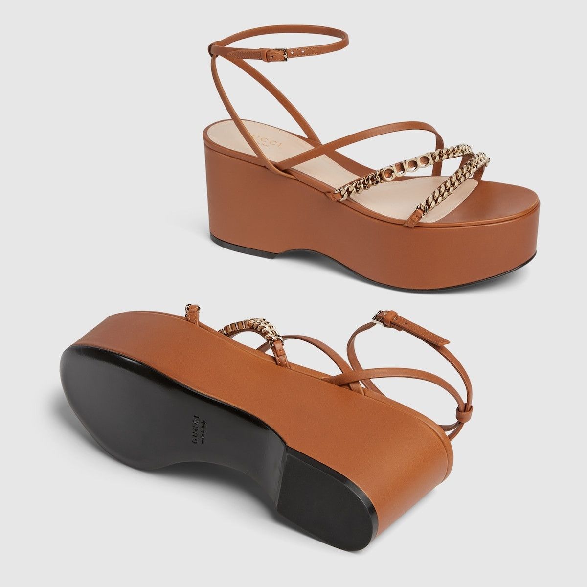 Gucci oc11z1025 Signoria Flatform Sandals in Brown Size US 10 / IT 40 - 6 Thumbnail