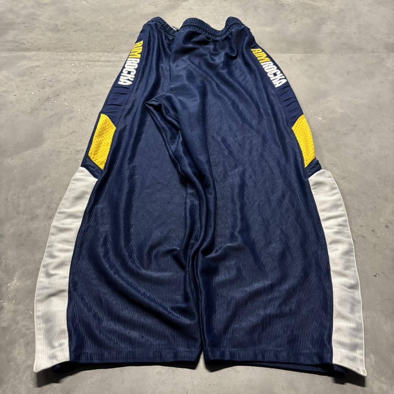 Japanese Brand × Vintage Crazy Vintage Y2K/2000s Baggy Navy Blue Yellow Skater Track Pants! Size US 36 / EU 52 - 2 Thumbnail