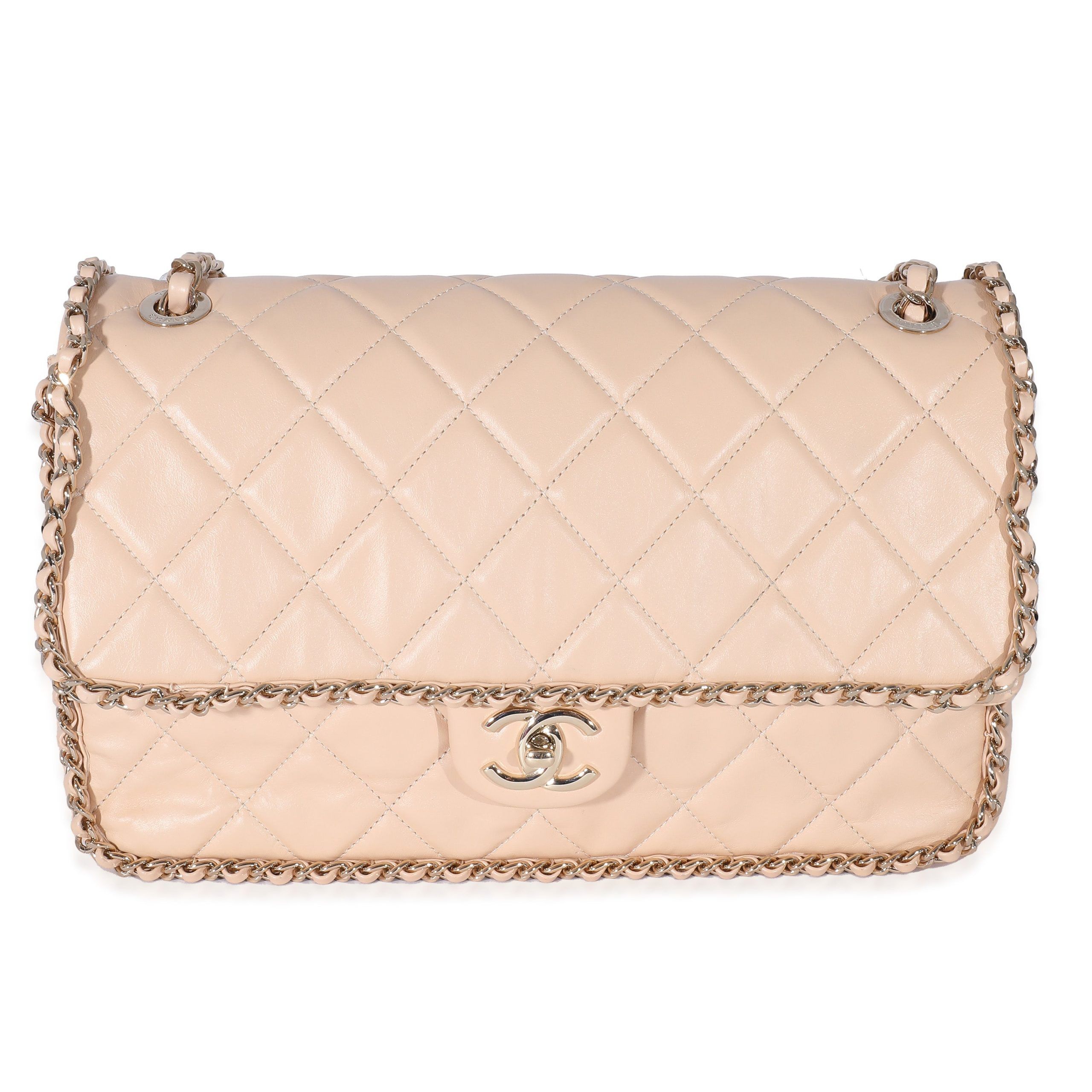 Chanel Chanel Beige Crumpled Calfskin Medium Chain All Over Flap Bag Size ONE SIZE - 1 Preview