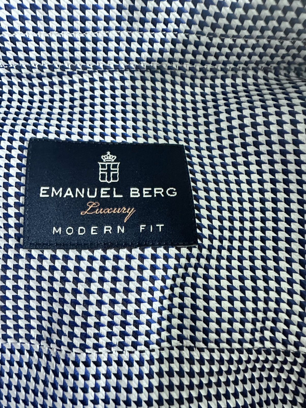 Other Emanuel Berg Dress Shirt – Blue/White Micro Pattern – 18/46 Size 46R - 2 Thumbnail