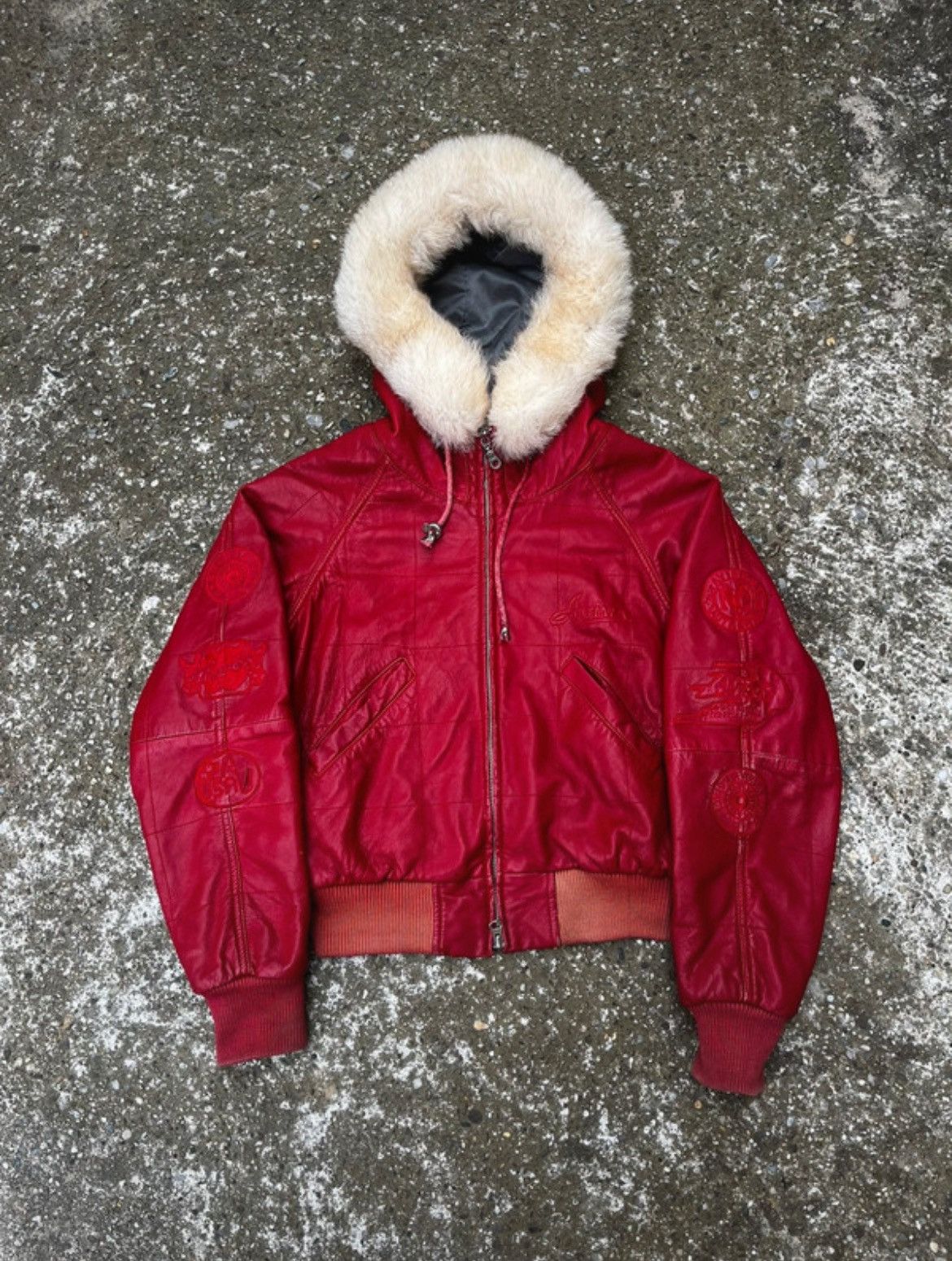 ジャケット・アウター archive grunge fur down jacket red y2k L Avant Garde Fur Jacket | Grailed