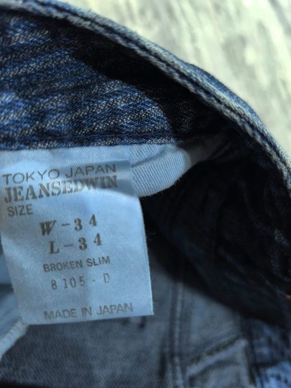 Edwin Edwin "Broken Slim" Made in japan Jeans Very Rare 80s 90s Size US 31 - 10 Thumbnail