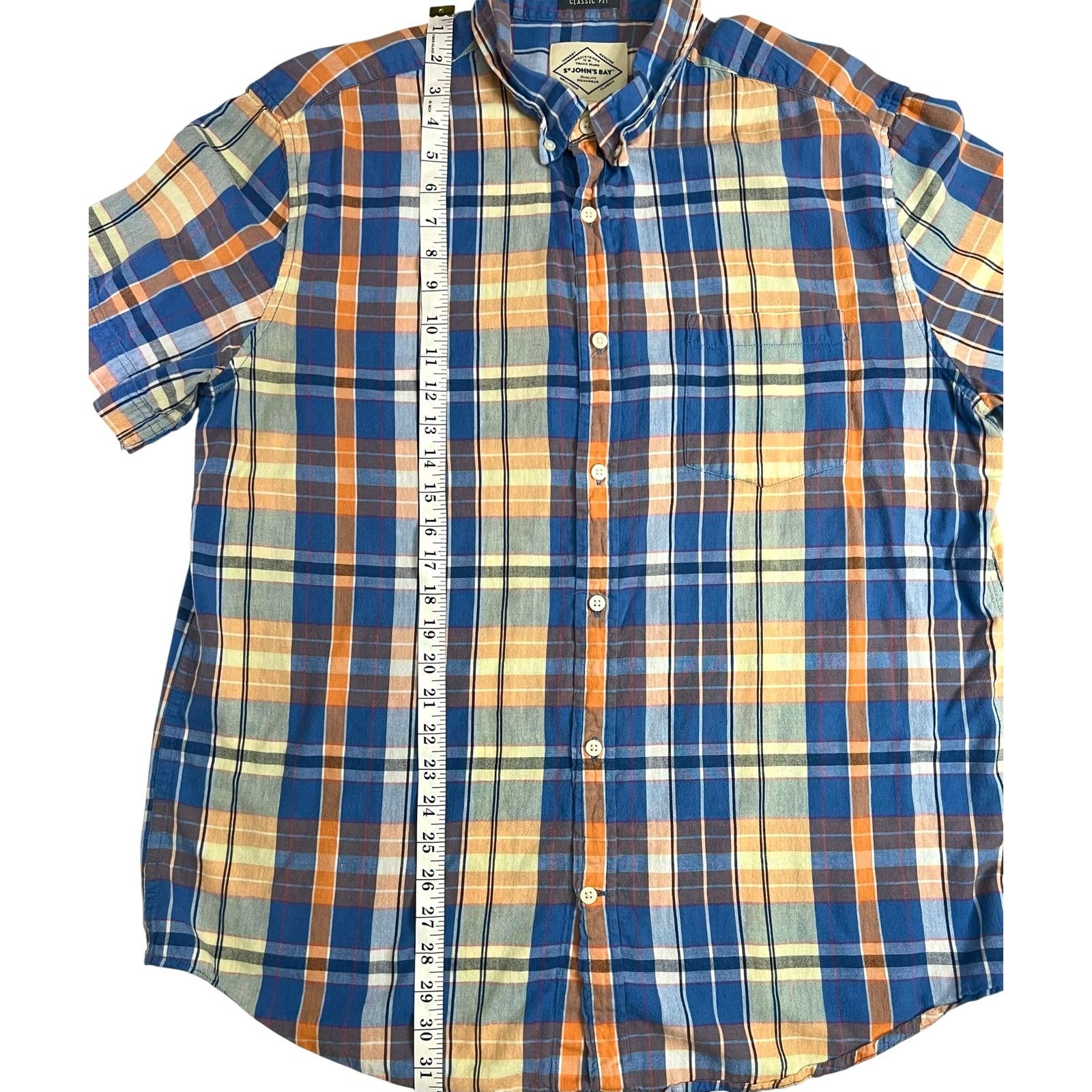 St. Johns Bay St. John’s Bay Men LG Plaid Shirt Classic Fit Short Sleeve Size US L / EU 52-54 / 3 - 10 Thumbnail