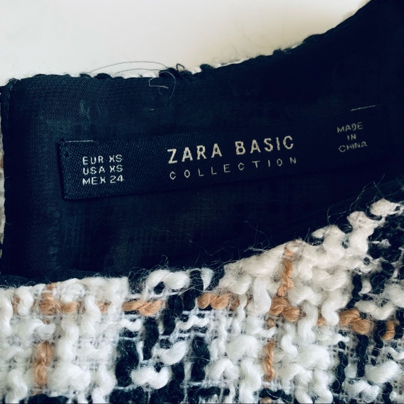 Zara Zara Tweed Houndstooth Peplum Top Fringe Trim Blouse Size US XS / EU 42 / 0 - 9 Thumbnail