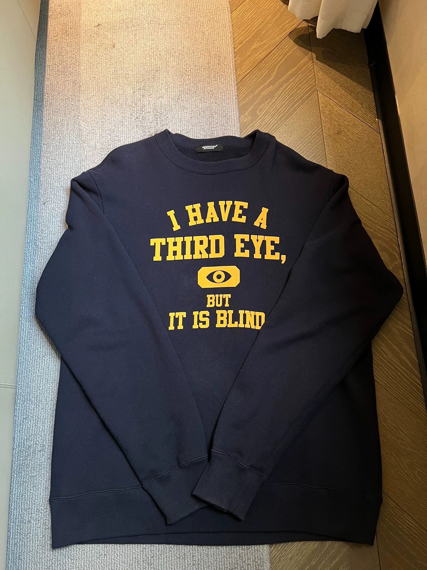 undercover blue slogan hoodie