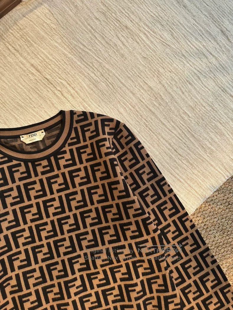 Fendi Fendi FF Monogram Printed Logo Knit Long Sleeve Sweater - Size XS / US 0-2 / IT 36-38 - 5 Thumbnail