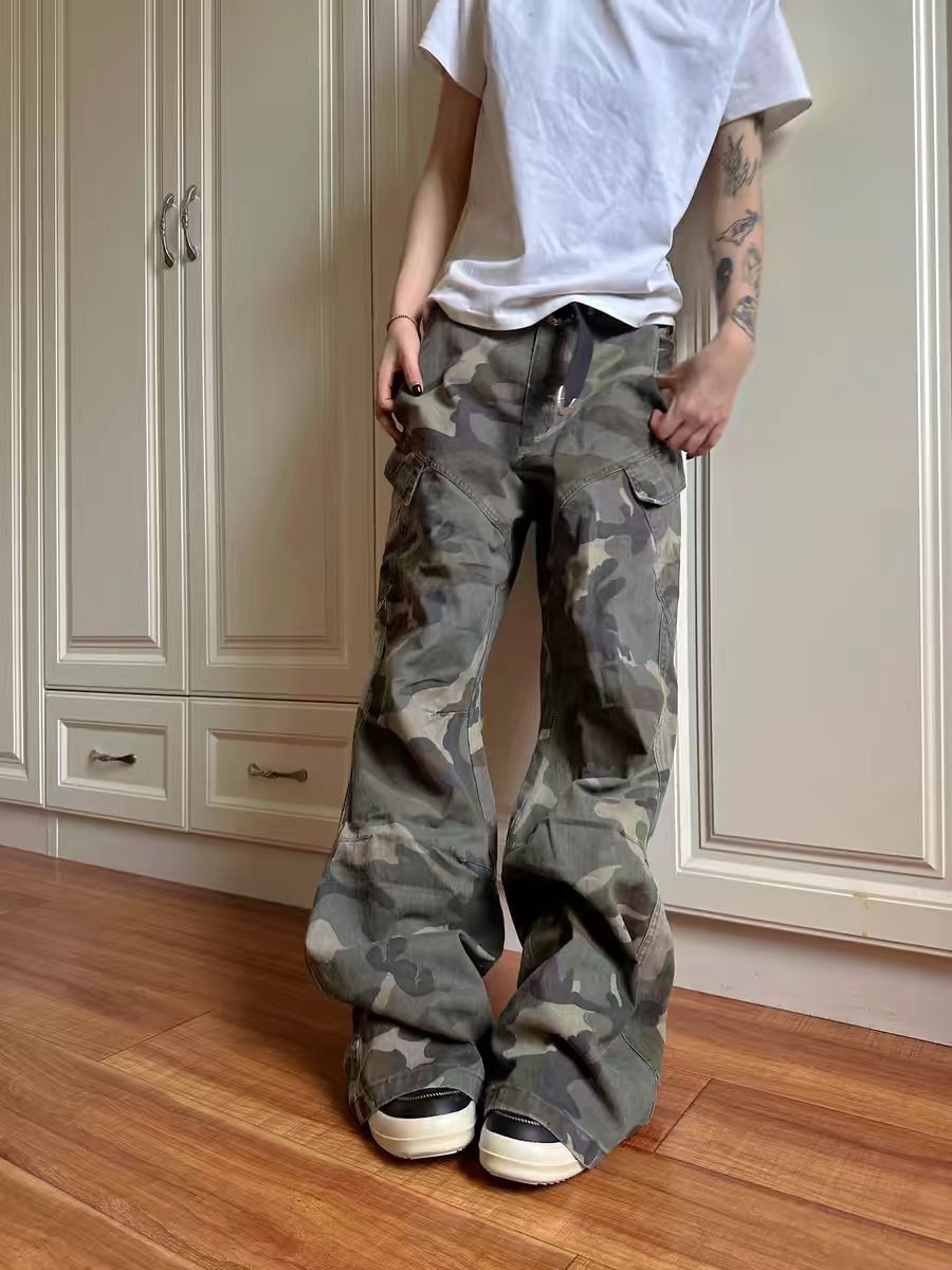 Japanese Brand High Street Y2K Hip Hop Camouflage Micro Flare Work Trousers Size US 34 / EU 50 - 5 Thumbnail