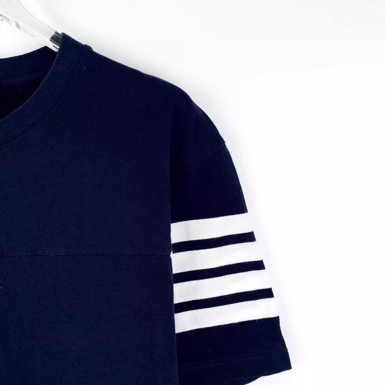 Thom Browne Thom browne Dark blue classic four-bar cotton round-neck sh Size US XL / EU 56 / 4 - 3 Thumbnail