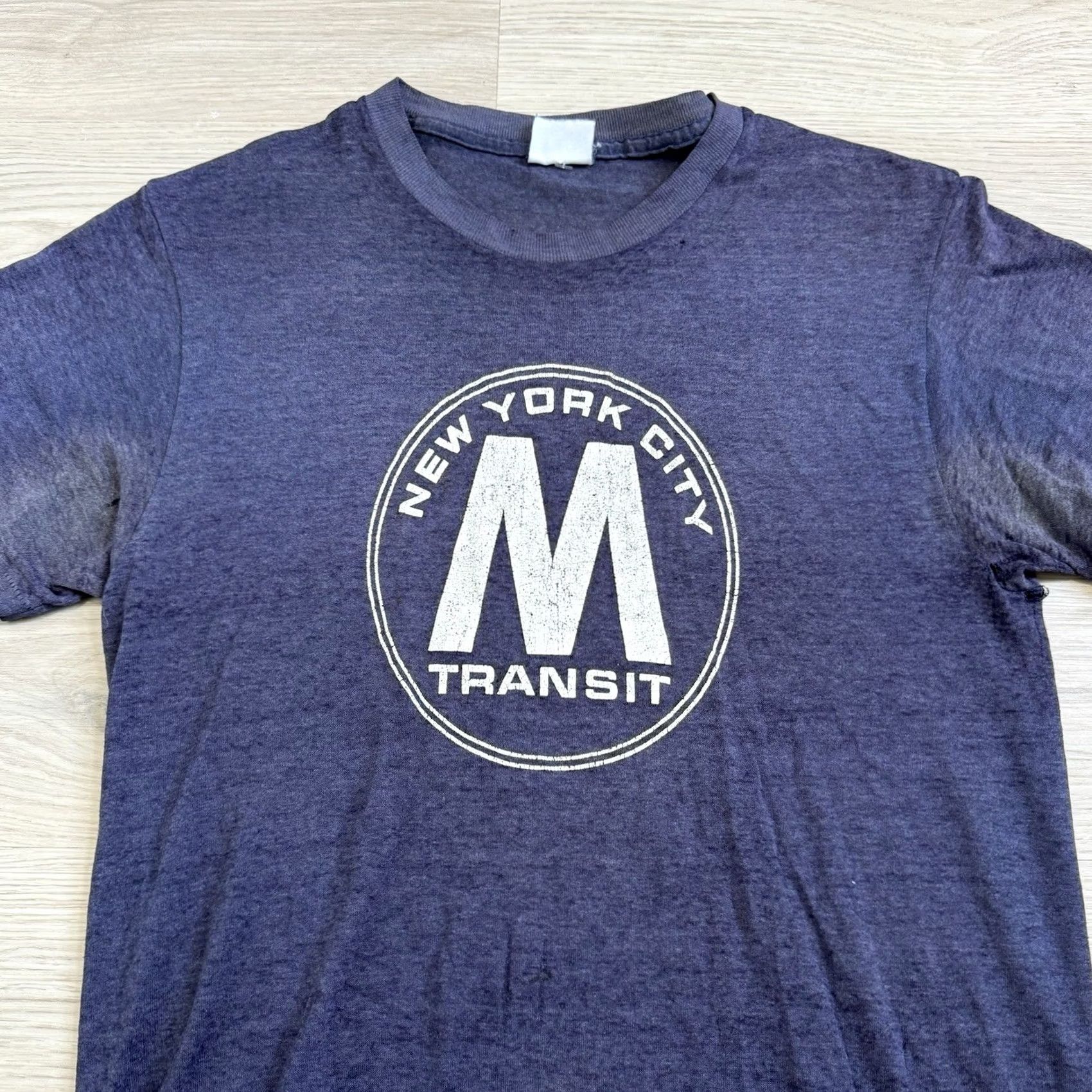 Vintage VINTAGE MTA TRANSIT Authority Subway T Shirt Blue Short Sleeve Crew Neck Men 16x26 Graphic Print City 50s 60s Paper Thin Size US L / EU 52-54 / 3 - 2 Thumbnail
