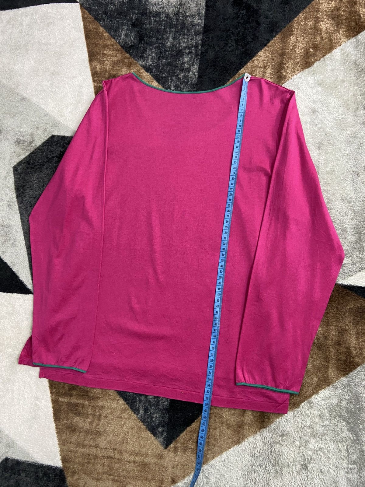 Yves Saint Laurent Vtg Yves Saint Laurent Longsleeve Fuchsia Green Subtle Logo Size S / US 4 / IT 40 - 8 Thumbnail