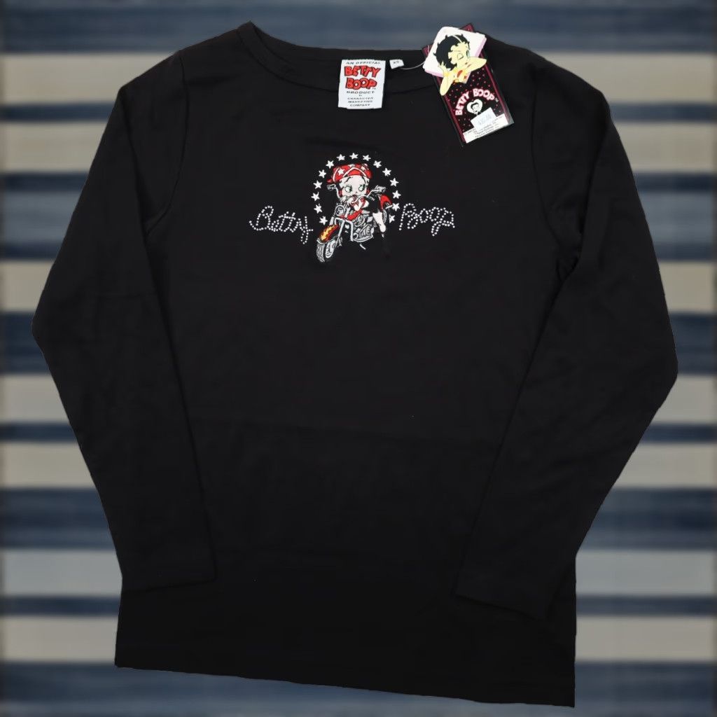 Vintage VINTAGE Betty Boop Womens XS Embroidered Motorcycle Rhinestone T Shirt Size XS / US 0-2 / IT 36-38 - 1 Thumbnail