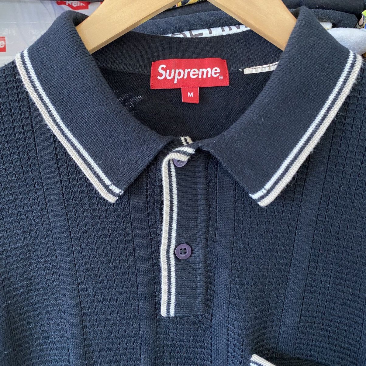 Supreme Supreme Stripe Rib Long Sleeve Knit Polo Black 2019 Size US M / EU 48-50 / 2 - 3 Thumbnail