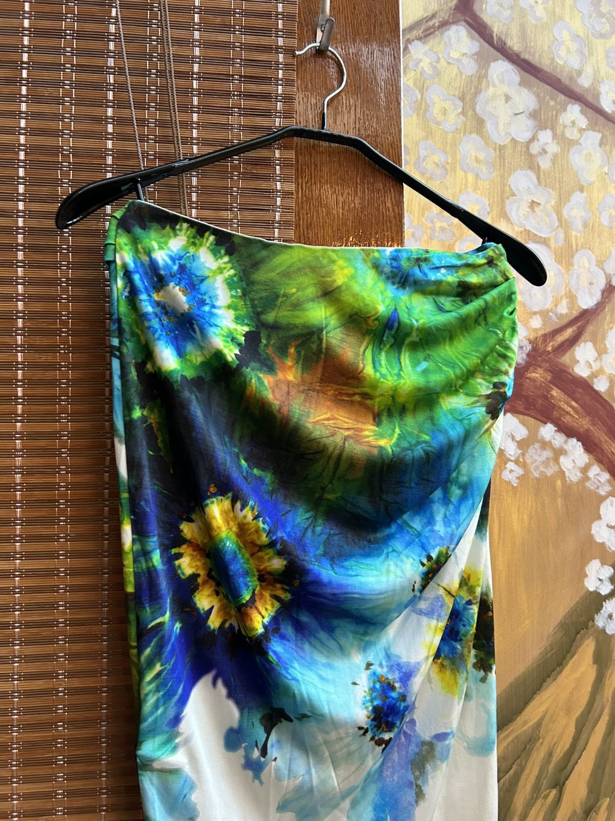 Blumarine × Vintage Vintage Y2k Blumarine Silk Flower Print Midi Wrap Skirt Size 27" / US 4 / IT 40 - 4 Thumbnail