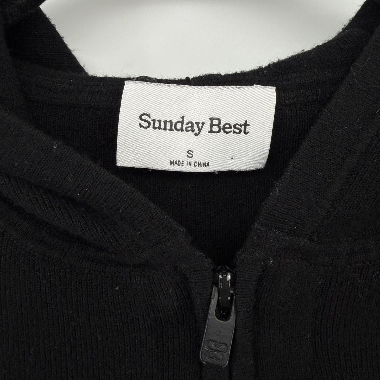 Other Sunday Best Black Ribbed Zip Up Hoodie Cropped Cardigan Size S / US 4 / IT 40 - 3 Thumbnail