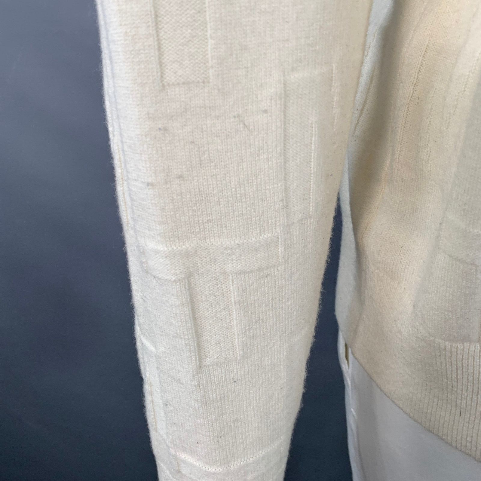 Mr Turk Cream Monogram Merino Wool Crew Neck Pullover Size US XL / EU 56 / 4 - 5 Thumbnail