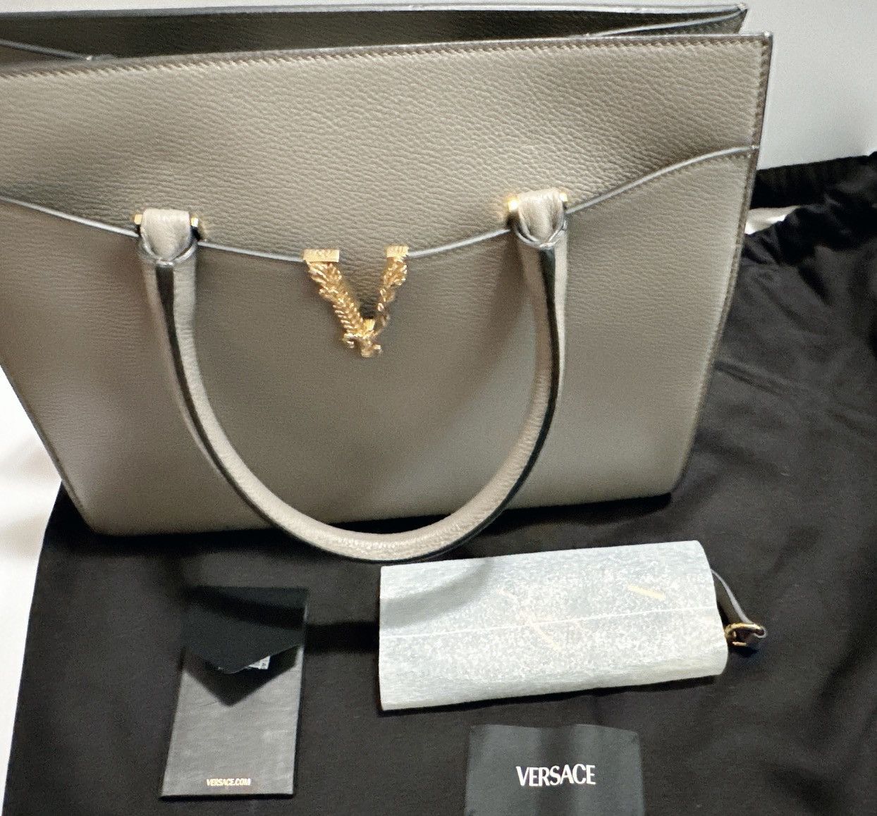 Versace Versace Virtus Top Handle Bag Taupe Grey BNWT Size ONE SIZE - 14 Thumbnail