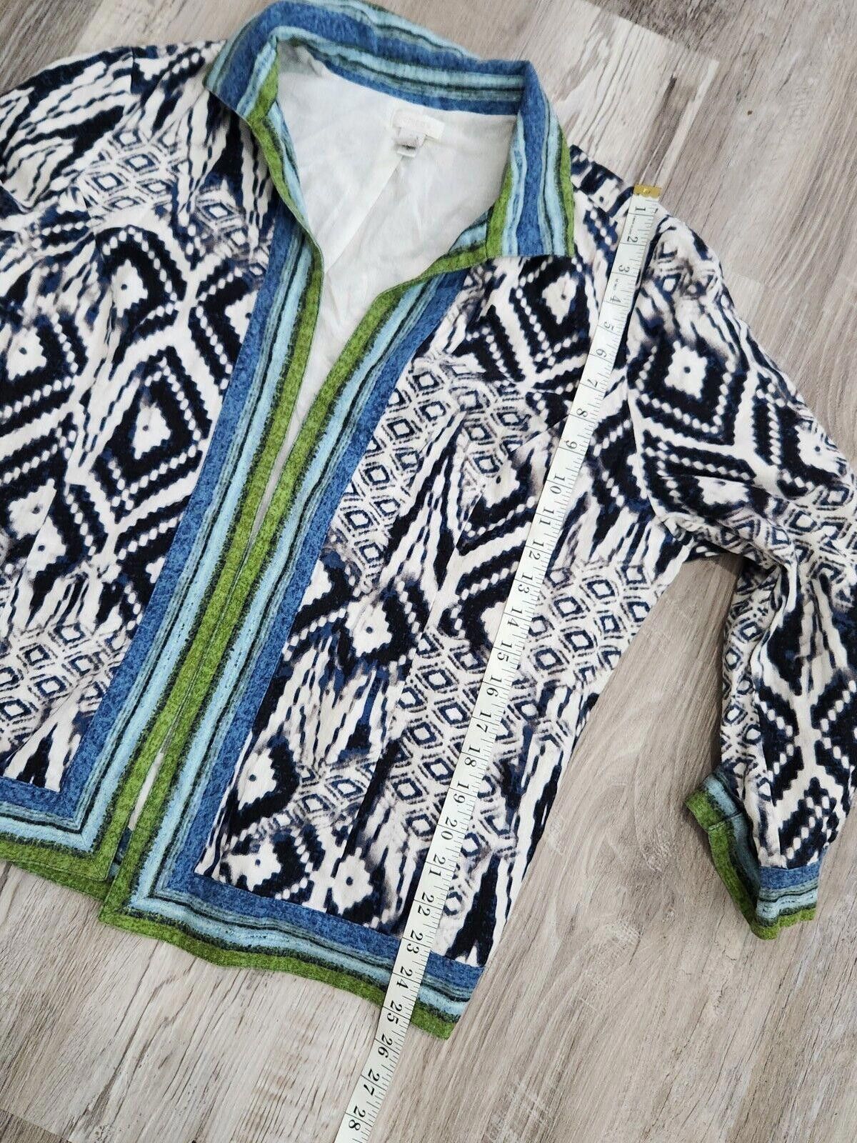 Chicos Chicos Jacket Size 3 Womens Open Front Cotton Large Linen Size L / US 10 / IT 46 - 5 Thumbnail