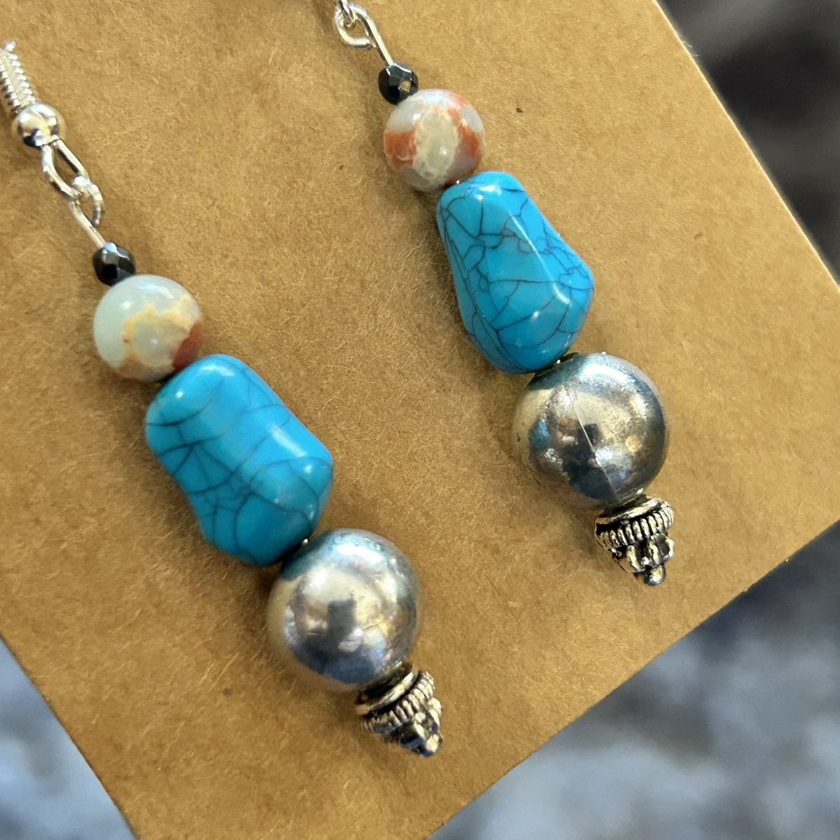 Handmade Handcrafted elegant genuine stone orca agate earrings Size ONE SIZE - 3 Thumbnail