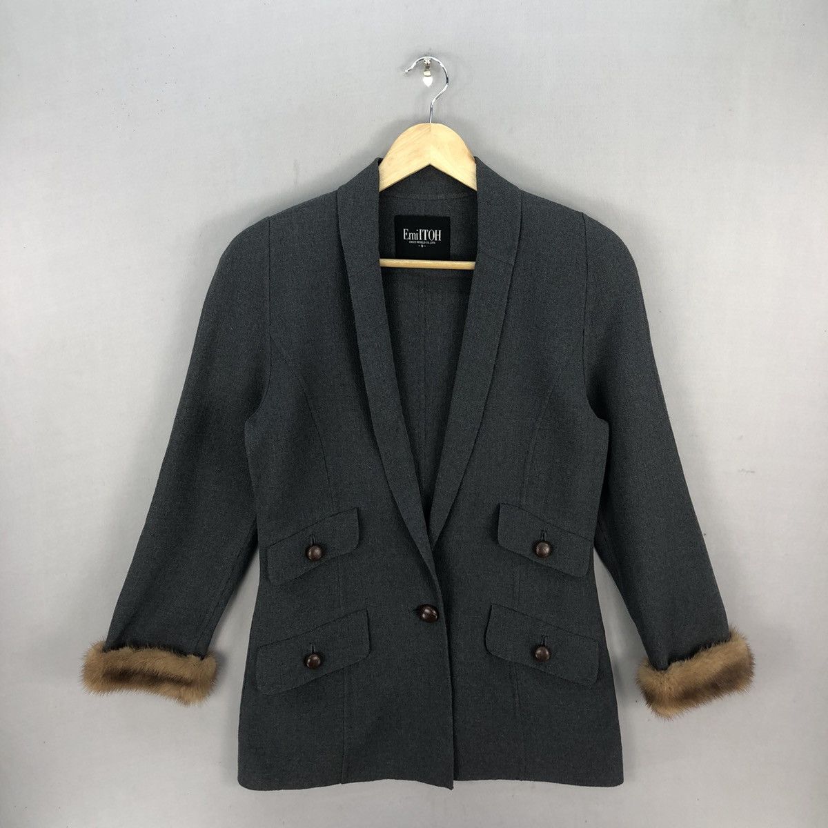 Hiroko Koshino Homme Vintage 00’s EmilToh Mink Fur 4 Pocket Blazer Jacket Size S / US 4 / IT 40 - 1 Thumbnail