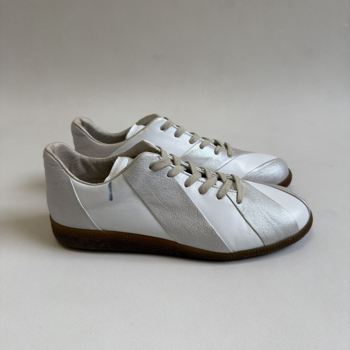 Maison Margiela S/S 10 Silver/White Striped GAT Sneakers Size US 9 / EU 42 - 17 Thumbnail