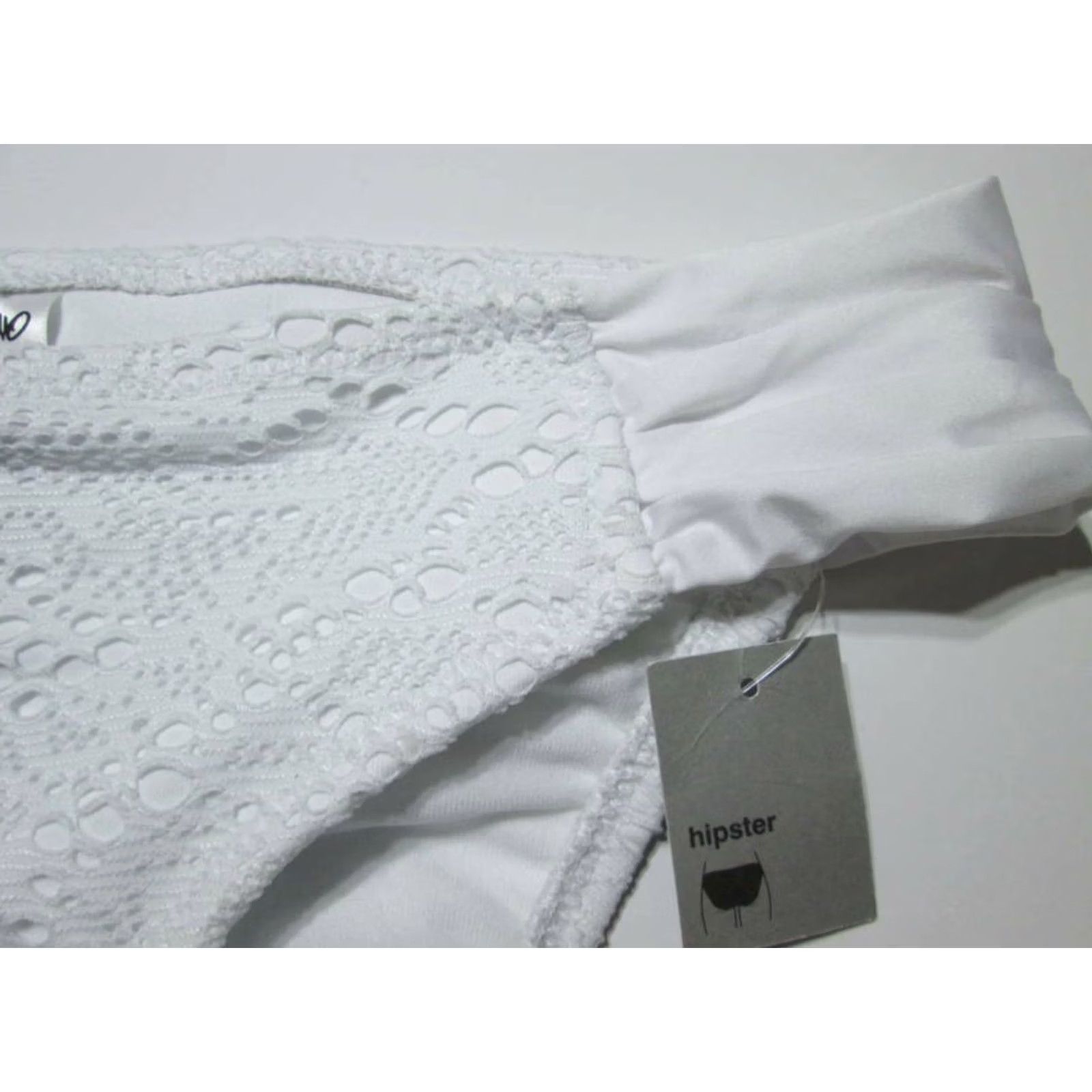 Mossimo Mossimo Womens Bikini Bottom L White Eyelet Hipster Solid BeachSea Life Swimwear Size 36" / US 14 / IT 50 - 3 Thumbnail