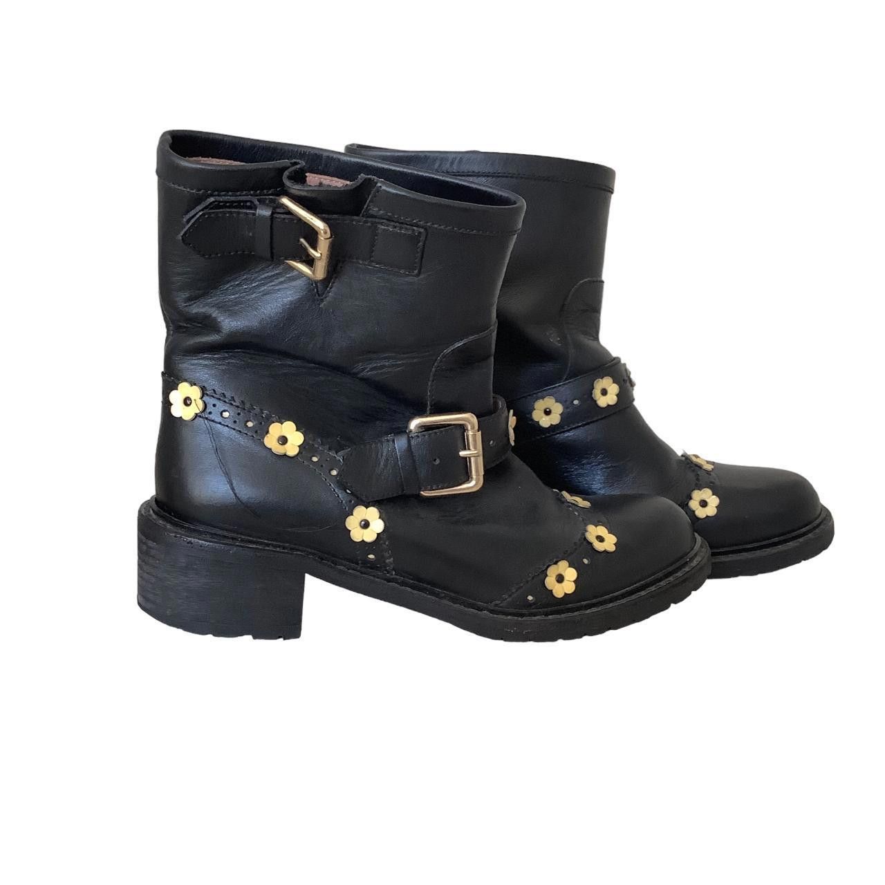 Valentino Valentino Red Leather Yellow Flower Boot 7.5 US Size US 7.5 / IT 37.5 - 4 Thumbnail