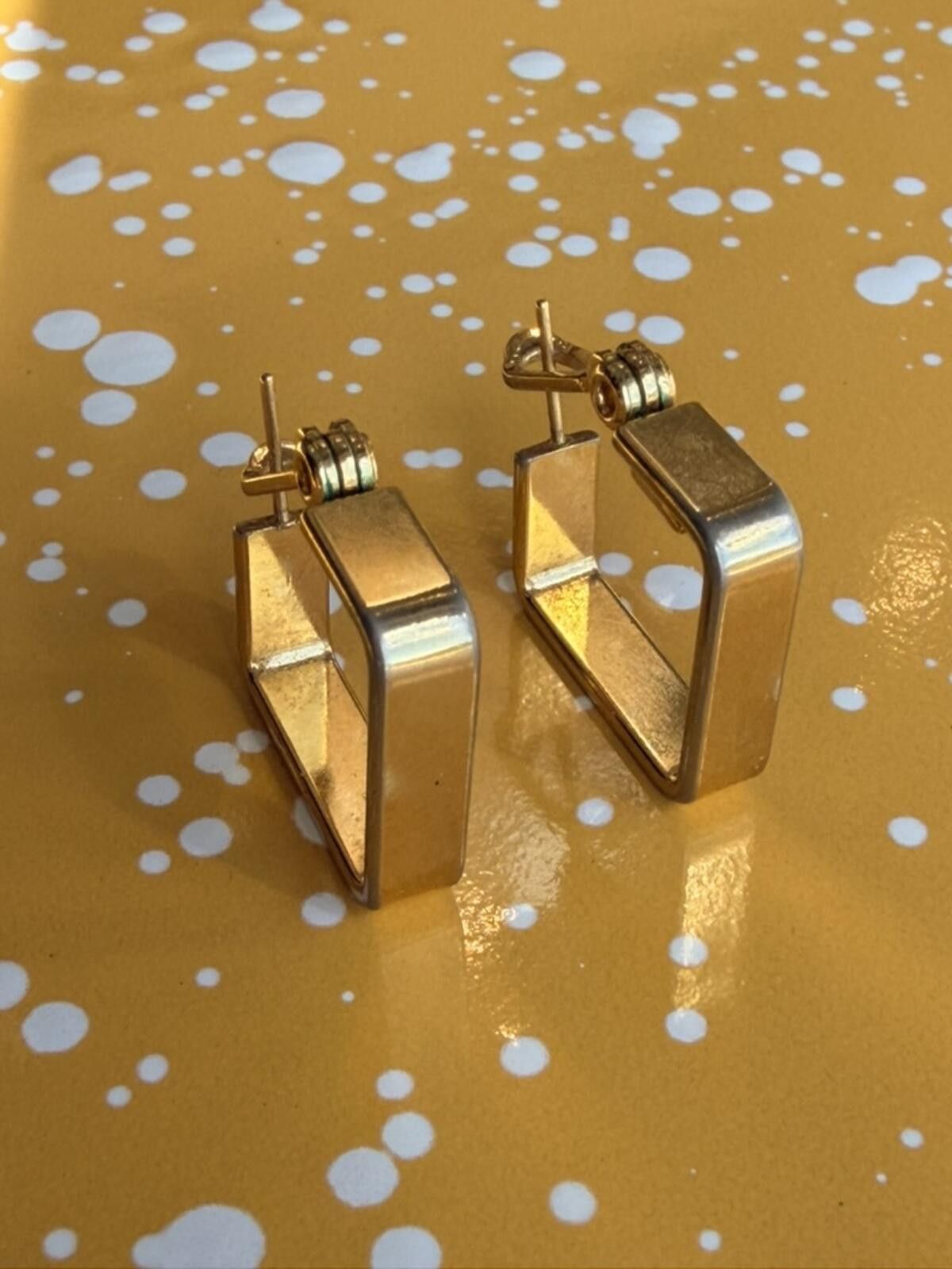 Monet Vintage Monet Geometric Gold Square Hoop Earrings Size ONE SIZE - 1 Thumbnail