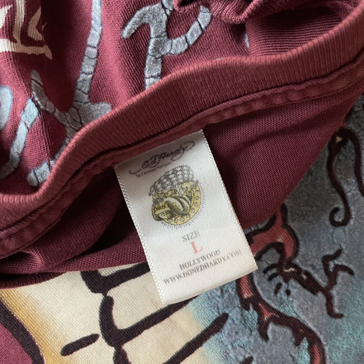 Ed Hardy vintage Ed Hardy maroon t-shirt Size US L / EU 52-54 / 3 - 7 Thumbnail
