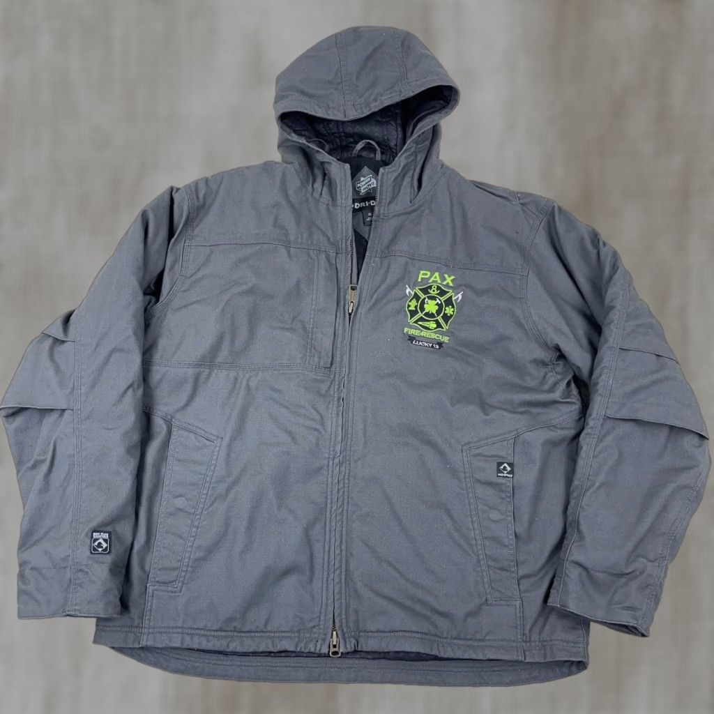 Vintage DRI DUCK Jacket Men XL Gray Canvas Hooded Work Wear Power Move Lined Adult Size US XL / EU 56 / 4 - 1 Thumbnail