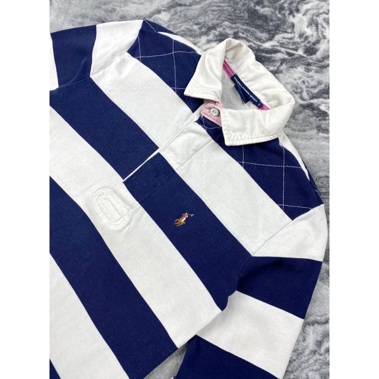 Polo Ralph Lauren VINTAGE Ralph Lauren Sport Striped Long Sleeve Rugby Shirt Women Size S Blue Size S / US 4 / IT 40 - 2 Thumbnail
