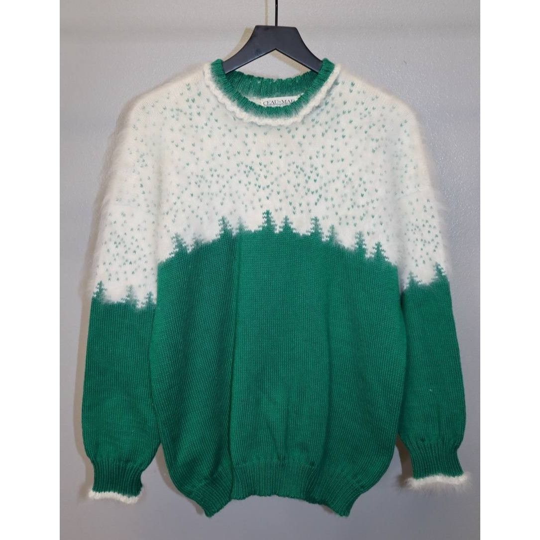 Vintage Ceau Mar Women's L Wool & Angora Sweater w/Fluffy Trim Size L / US 10 / IT 46 - 4 Thumbnail